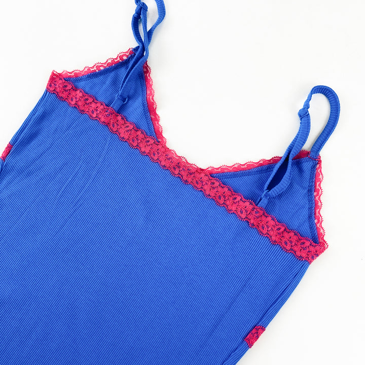 Women's Lace Trim Ribbed Cotton Camisole Tanktop
