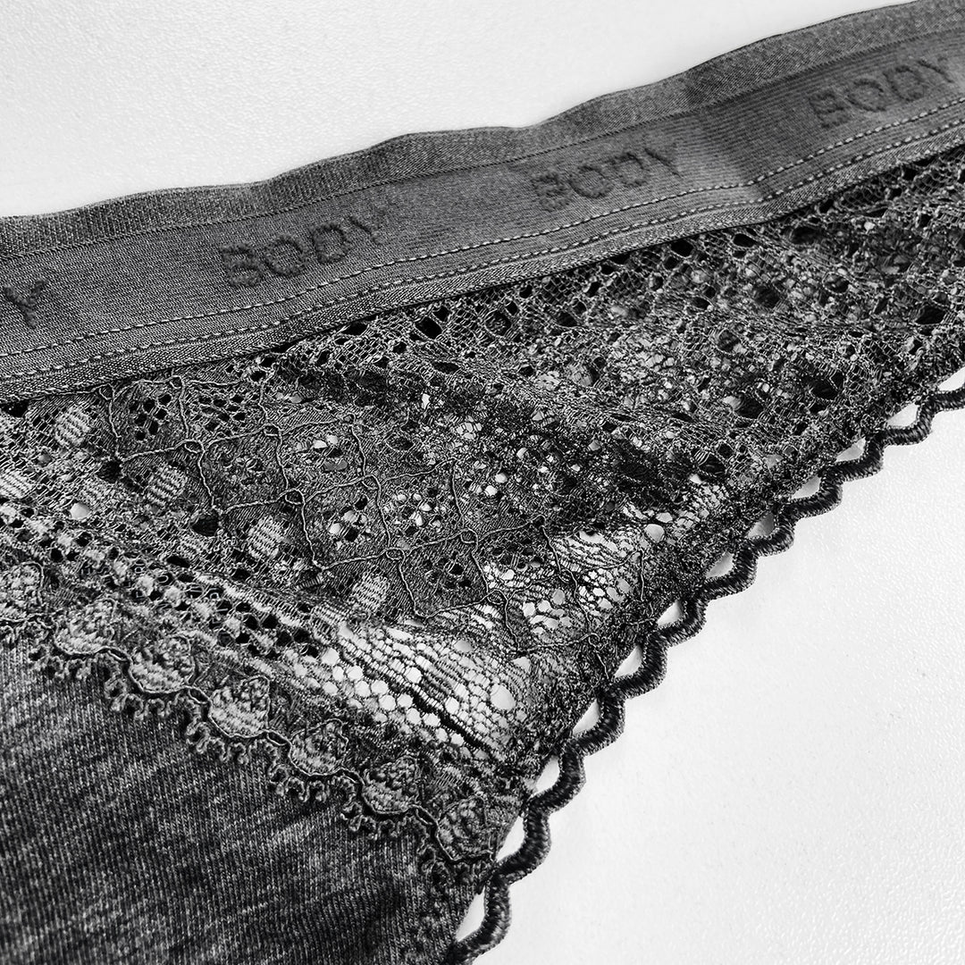 Ladies Mid Rise Cotton Lace Thong