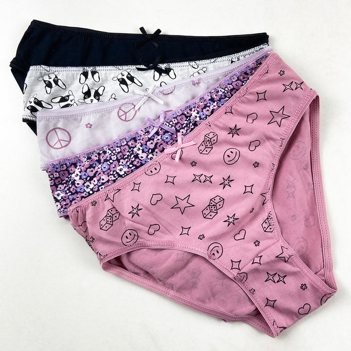 Pack of 5 Girls Fun Prints & Soft Comfort Cotton Panty