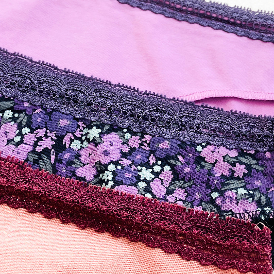 Pack of 3 Womens Soft Cotton Lace Trim Bikini Comfort Underwear Panty