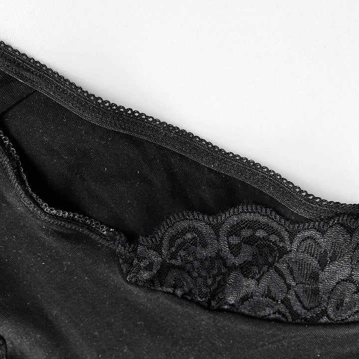 Ladies Mid Waisted Cotton Stretch Lace Brief Panties