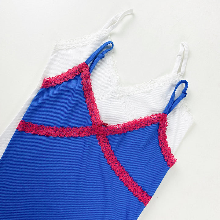 Women's Lace Trim Ribbed Cotton Camisole Tanktop