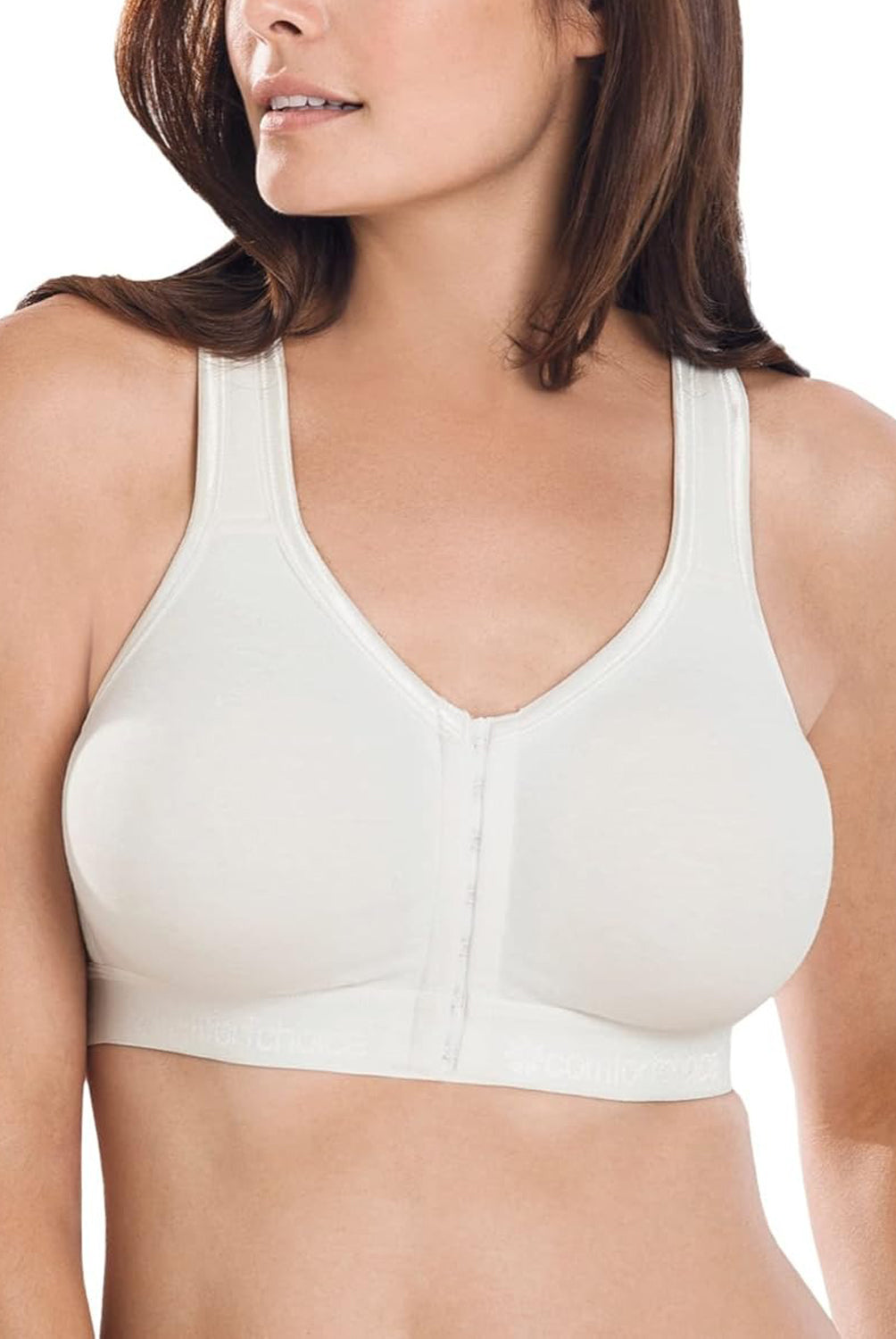 Womens Plus Size Wireless Front-Close Cotton Lounge Bra