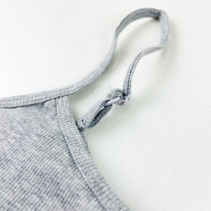 Womens Adjustable Straps Ribbed Built in Padded Bra Cotton Tank Top