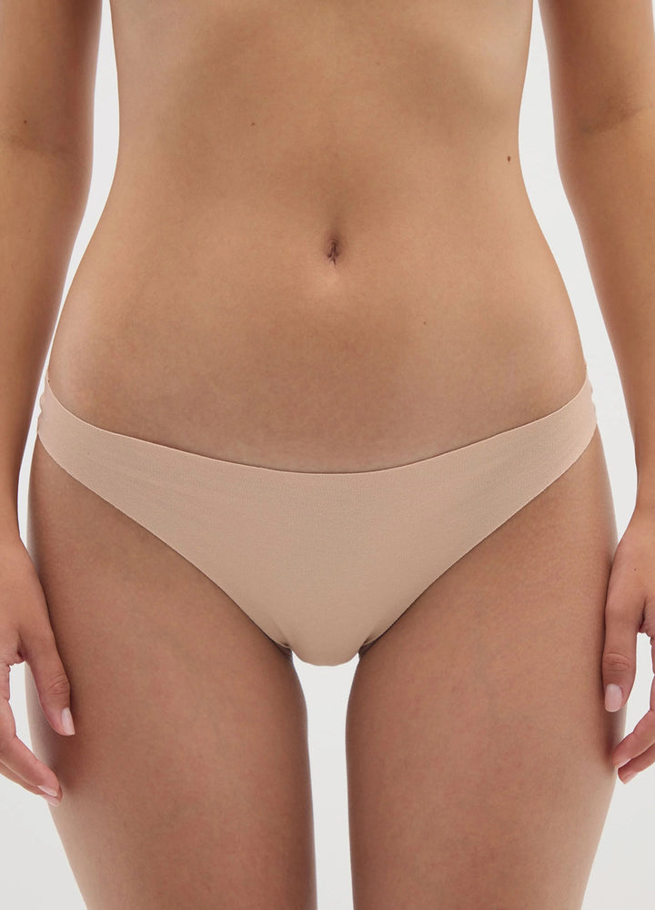 Womens Mid Rise Seamless Cotton Brazilian Brief Panty