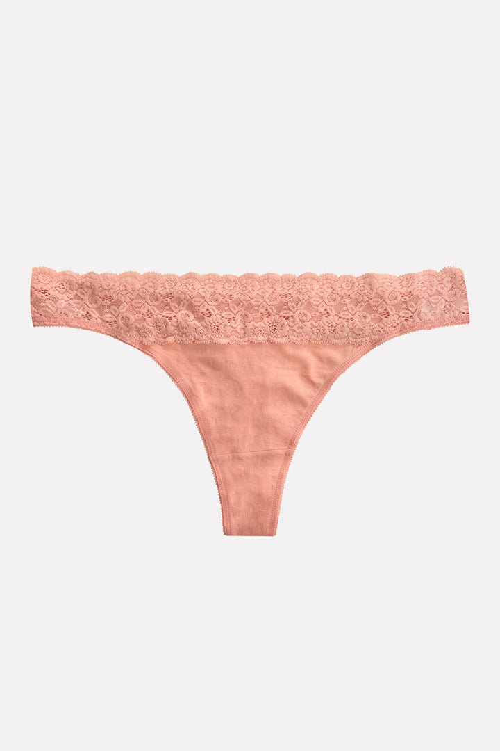 Ladies Mid Rise Lace Front Thong