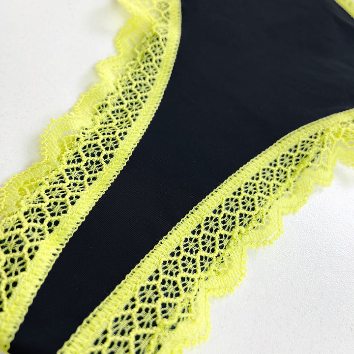 Ladies Mid Rise Microfiber Lace Thong