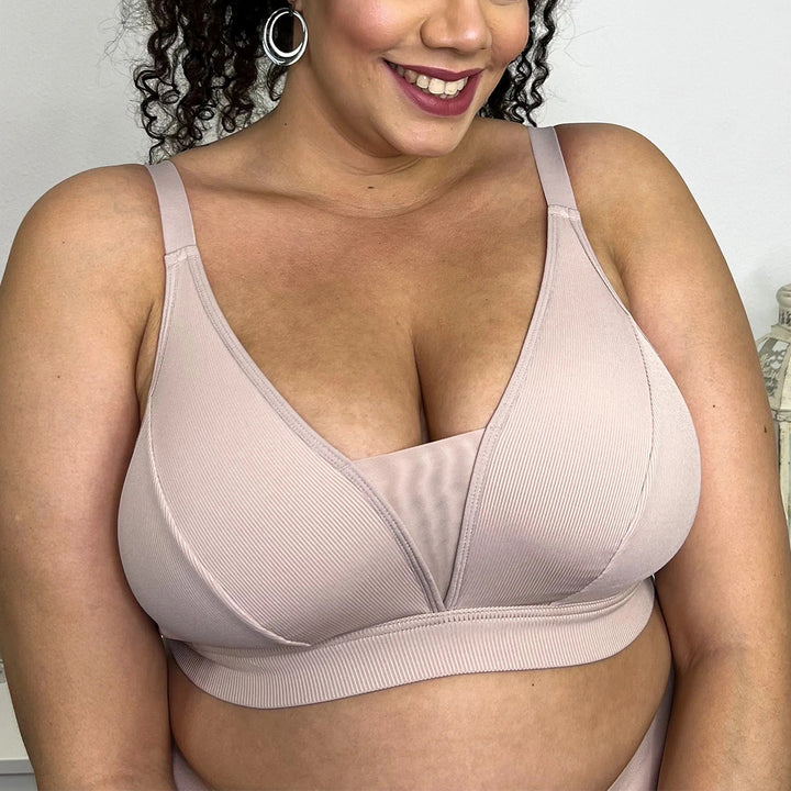 Womens Soft Stretch Ribbed Wire-Free Support Bra