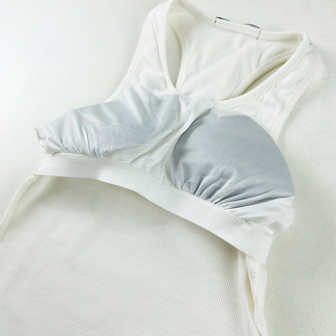 Womens Ribbed Built in Padded Bra Cotton Tank Top