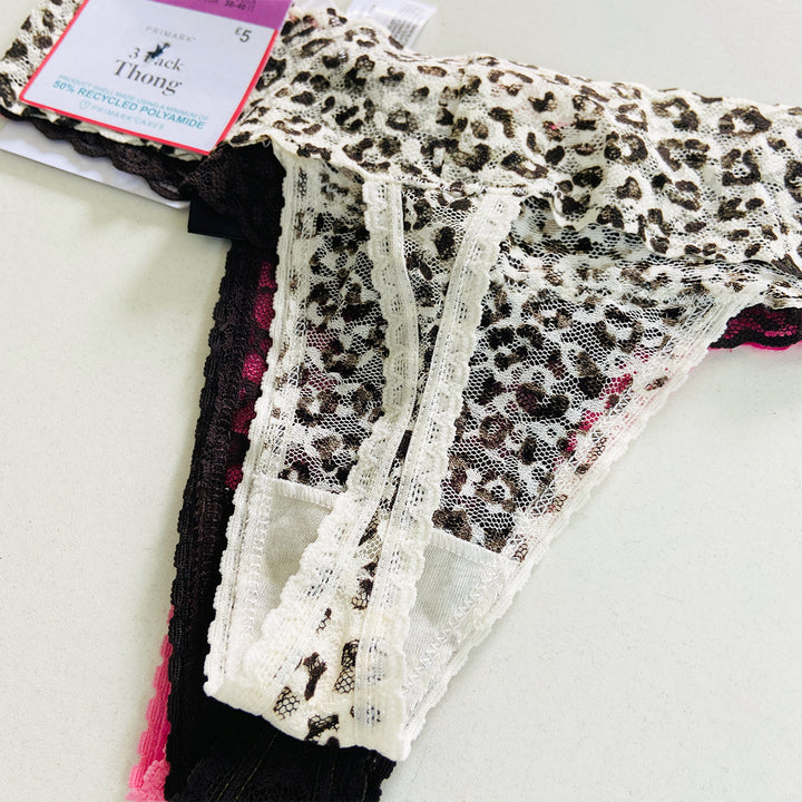 3pk Premium Lace Thongs