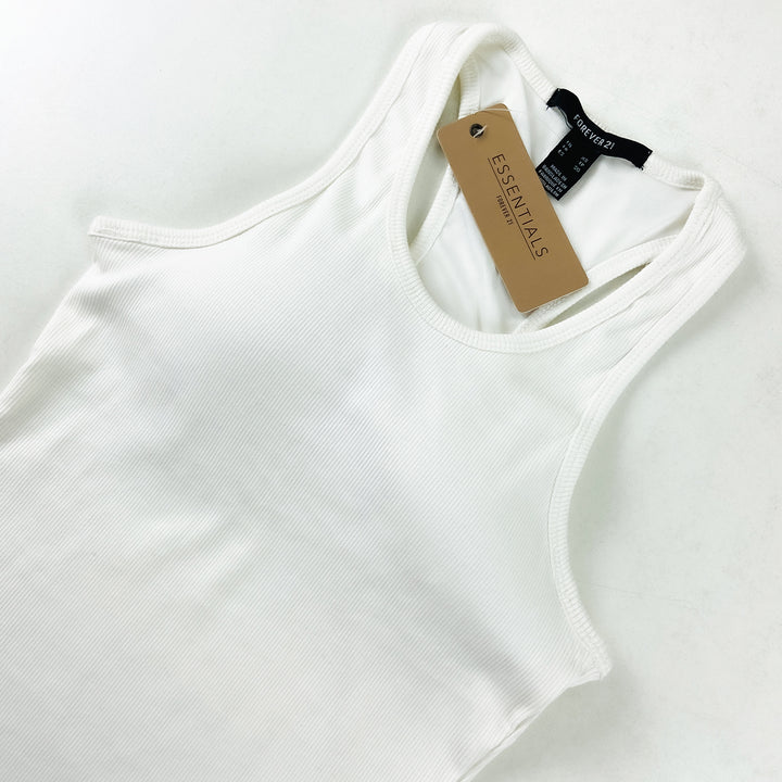 Womens Ribbed Built in Padded Bra Cotton Tank Top