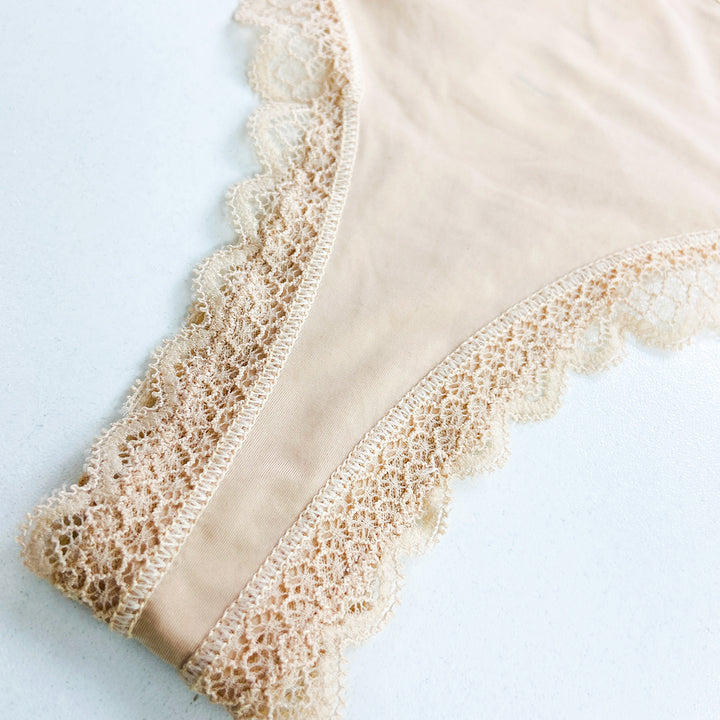 Ladies Mid Rise Microfiber Lace Thong