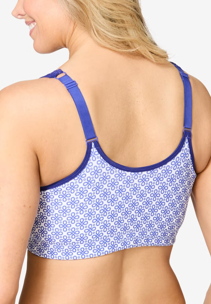 Womens Front-Close Cotton Comfort Lace Trim Bra