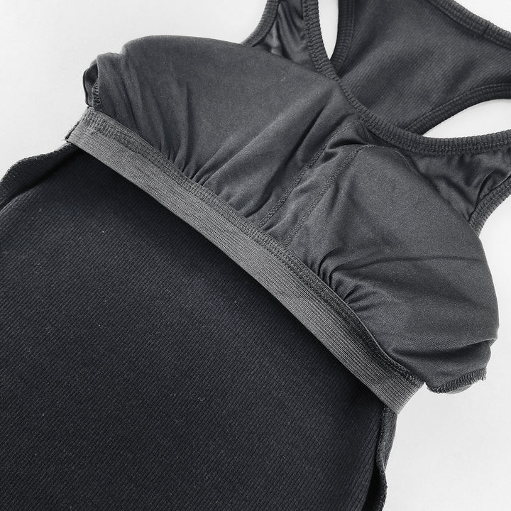Womens Ribbed Built in Padded Bra Cotton Tank Top