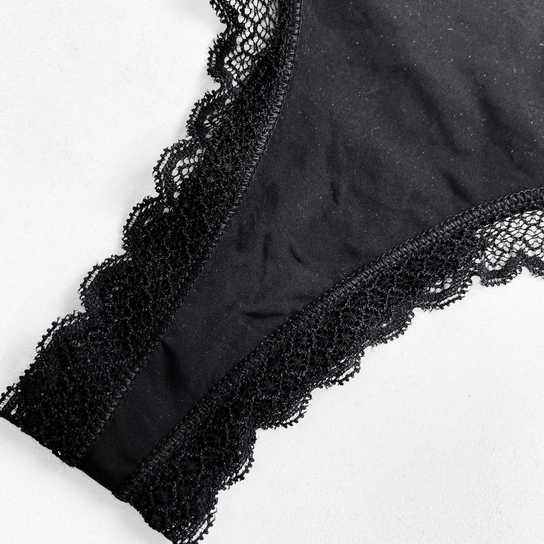 Ladies Mid Rise Microfiber Lace Thong