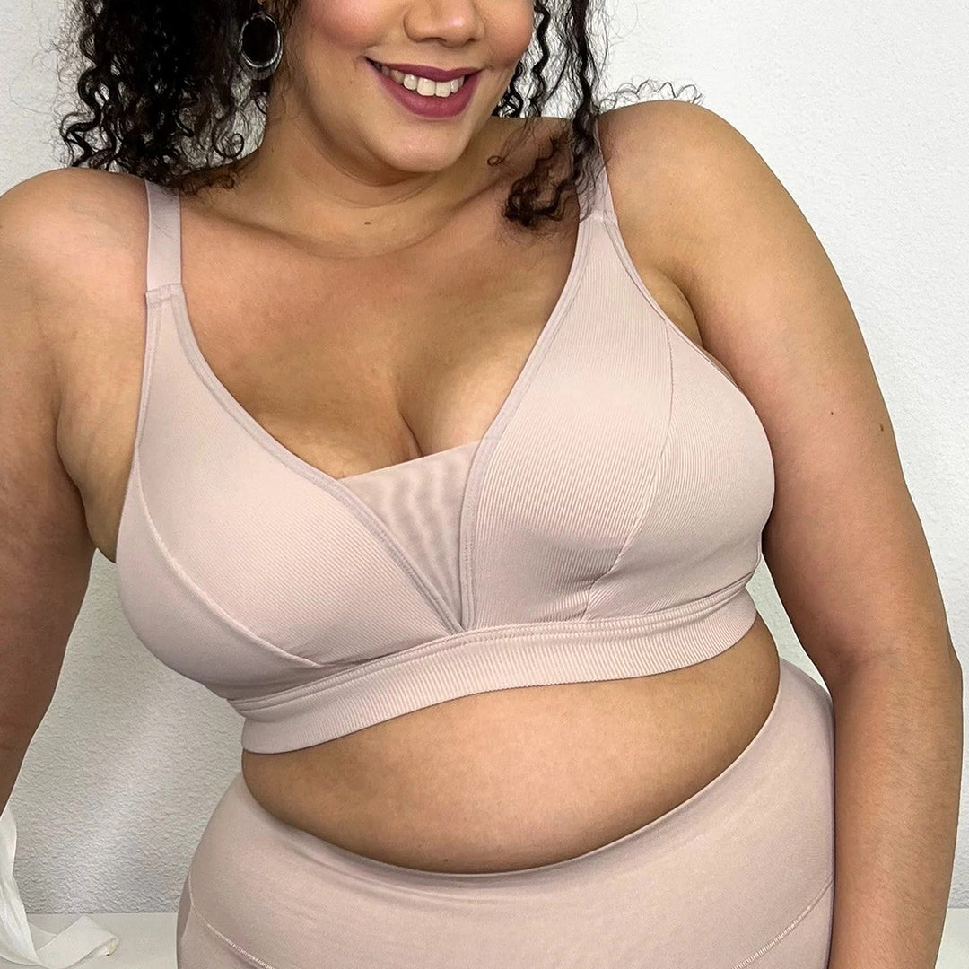 Womens Soft Stretch Ribbed Wire-Free Support Bra