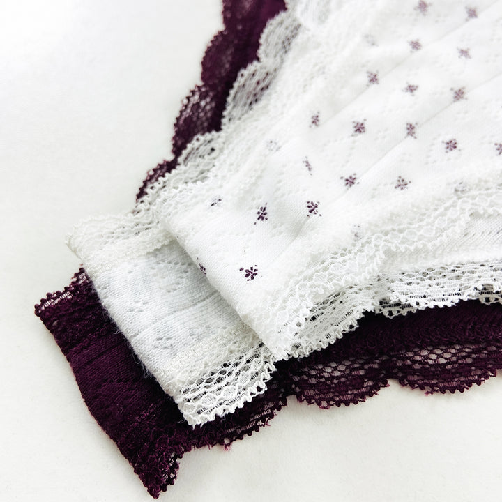 Ladies Lace Trim Pointelle Brazilian Brief Panty