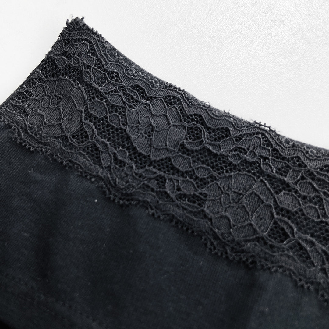 Ladies Front Lace  Mid Waisted Brief Panty