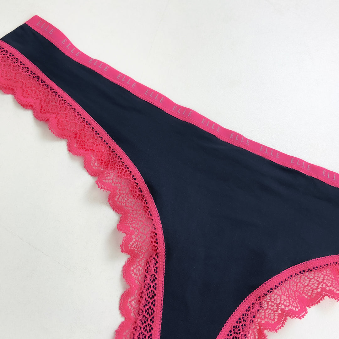 Ladies Mid Rise Microfiber Lace Thong
