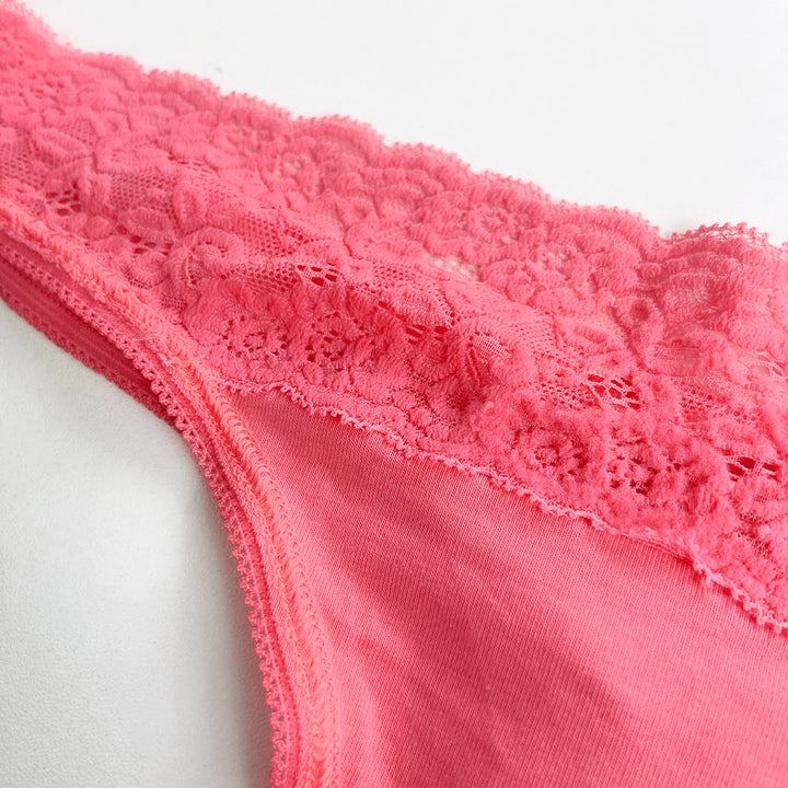 Ladies Mid Rise Lace Front Thong