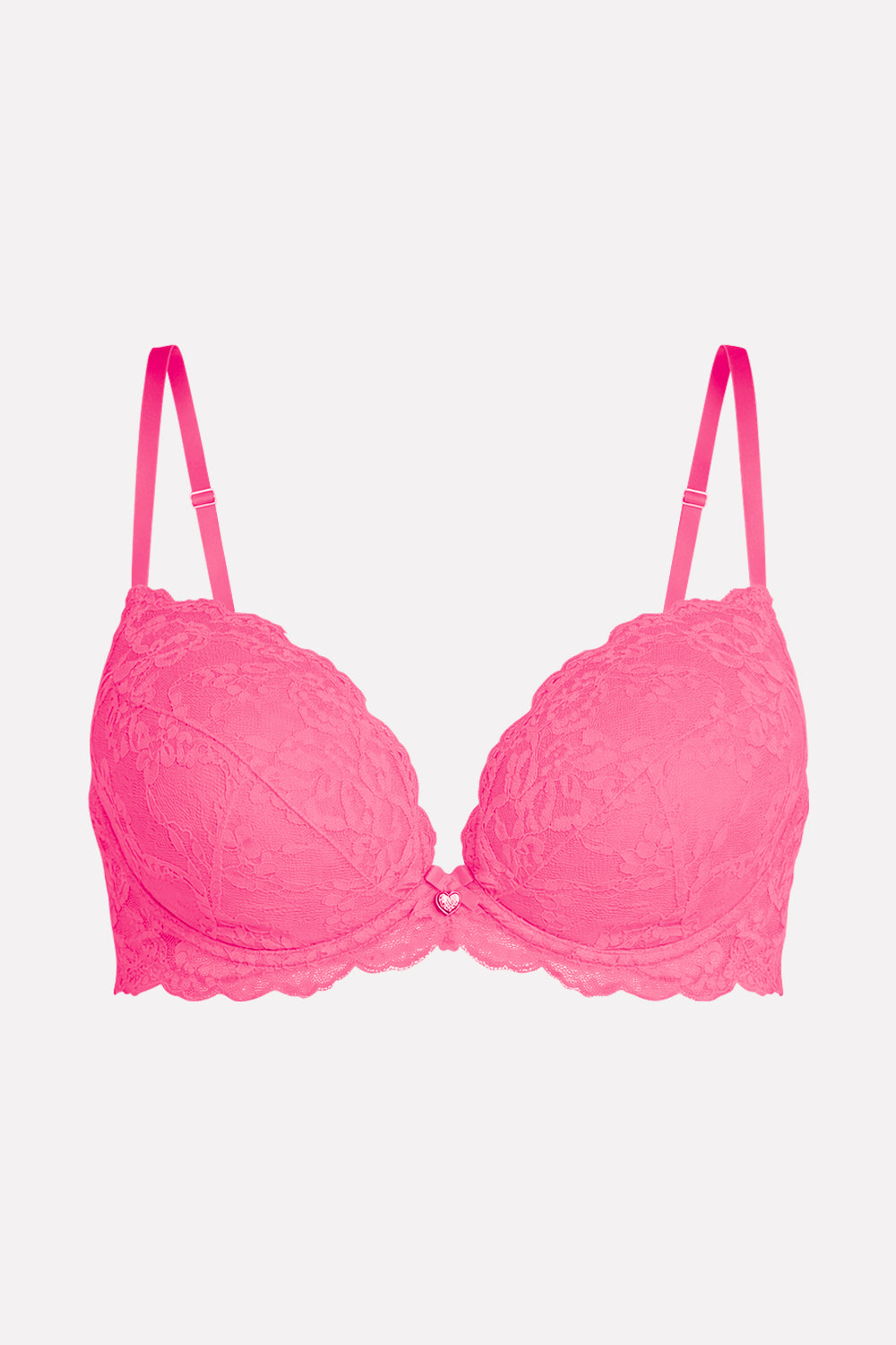 Womens Floral Lace Lightly Padded Plunge Push-Up Bra