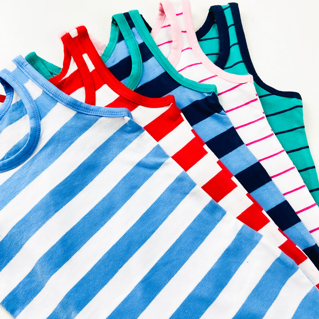 Pack of 5 Kids Premium Soft Cotton Striped Sleeveless Tank Top