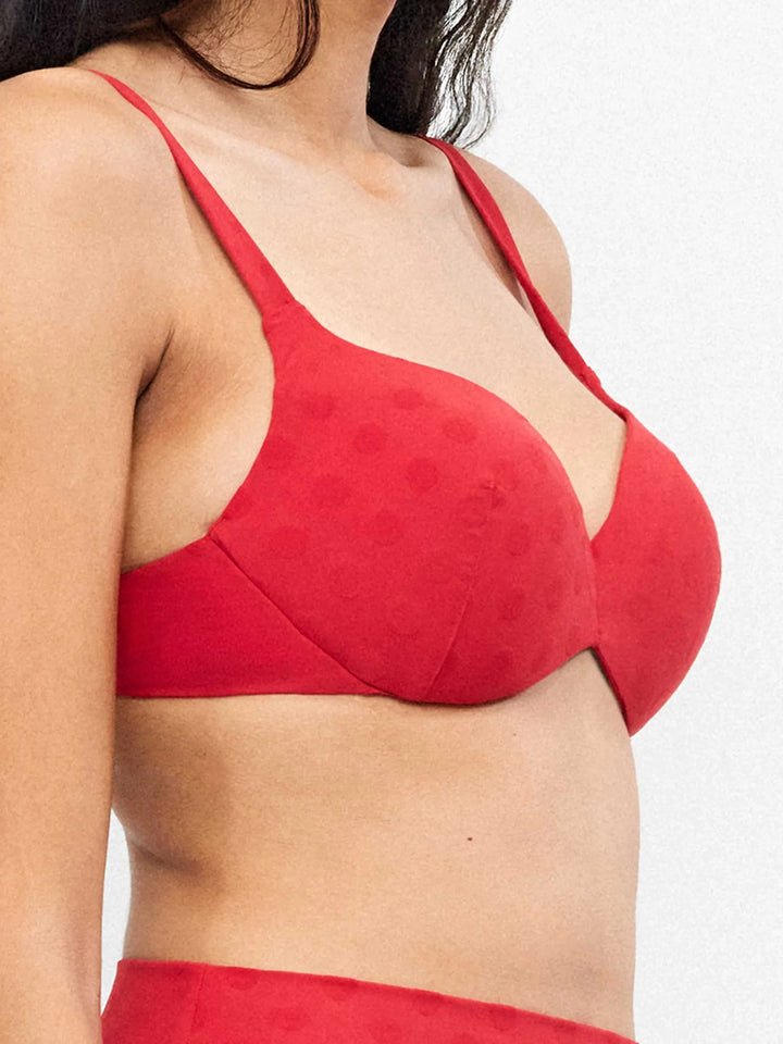 Womens Jacquard Underwired Padded Bikini Bra