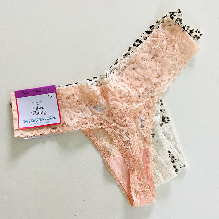 3pk Premium Lace Thongs