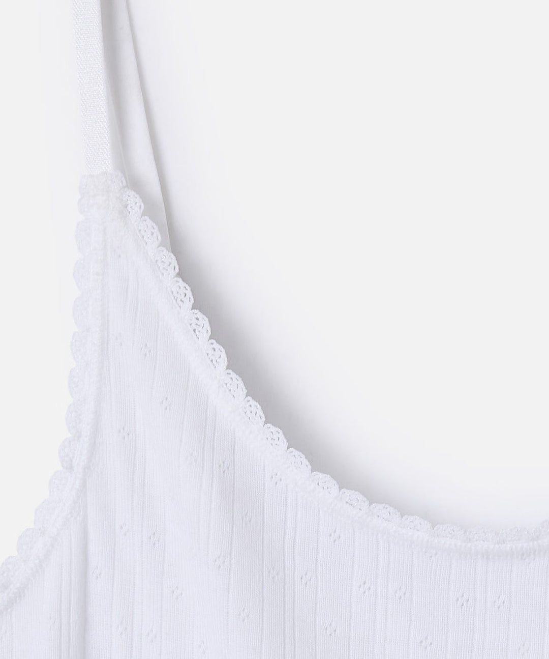 Womens Pointelle Lace Trim Cami with Adjustable Straps Camisole Tank Top