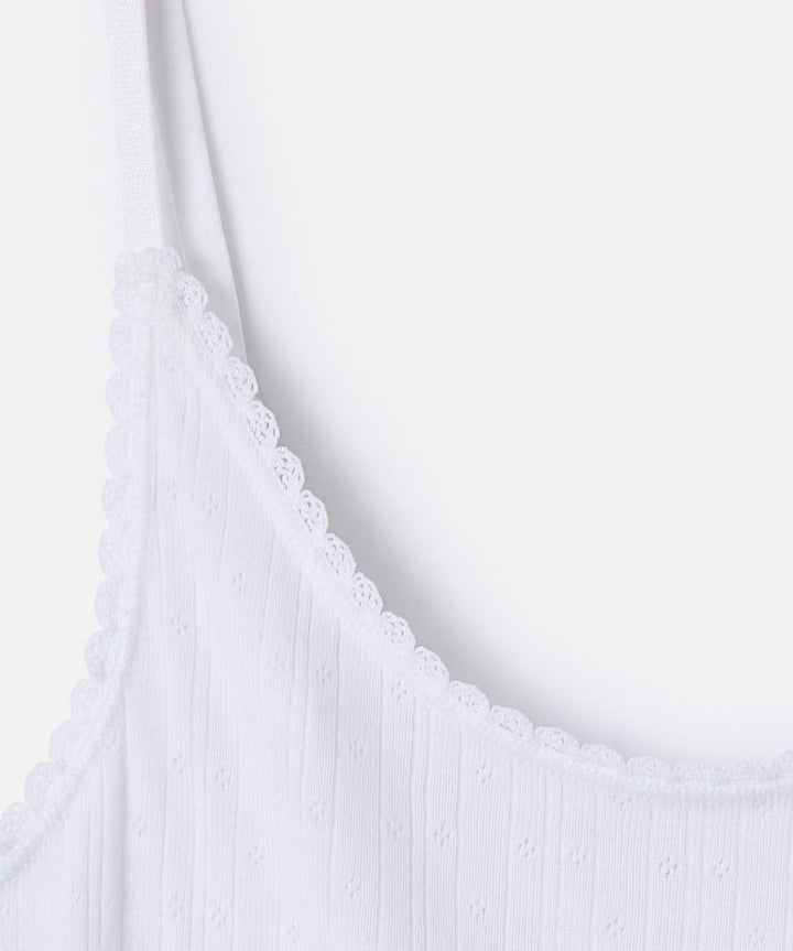 Womens Pointelle Lace Trim Cami with Adjustable Straps Camisole Tank Top