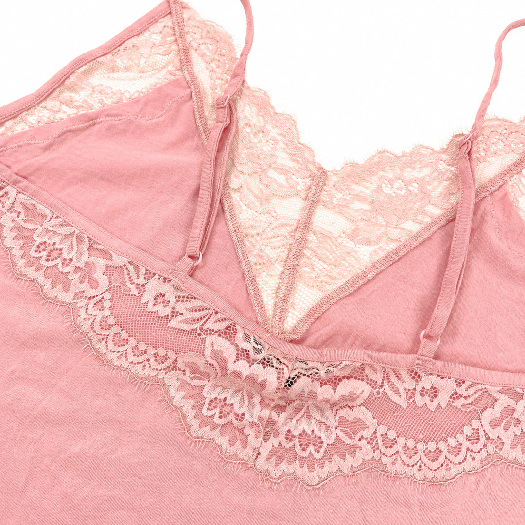 Womens Soft Cotton Adjustable Strap Lace Camisole Tank Top