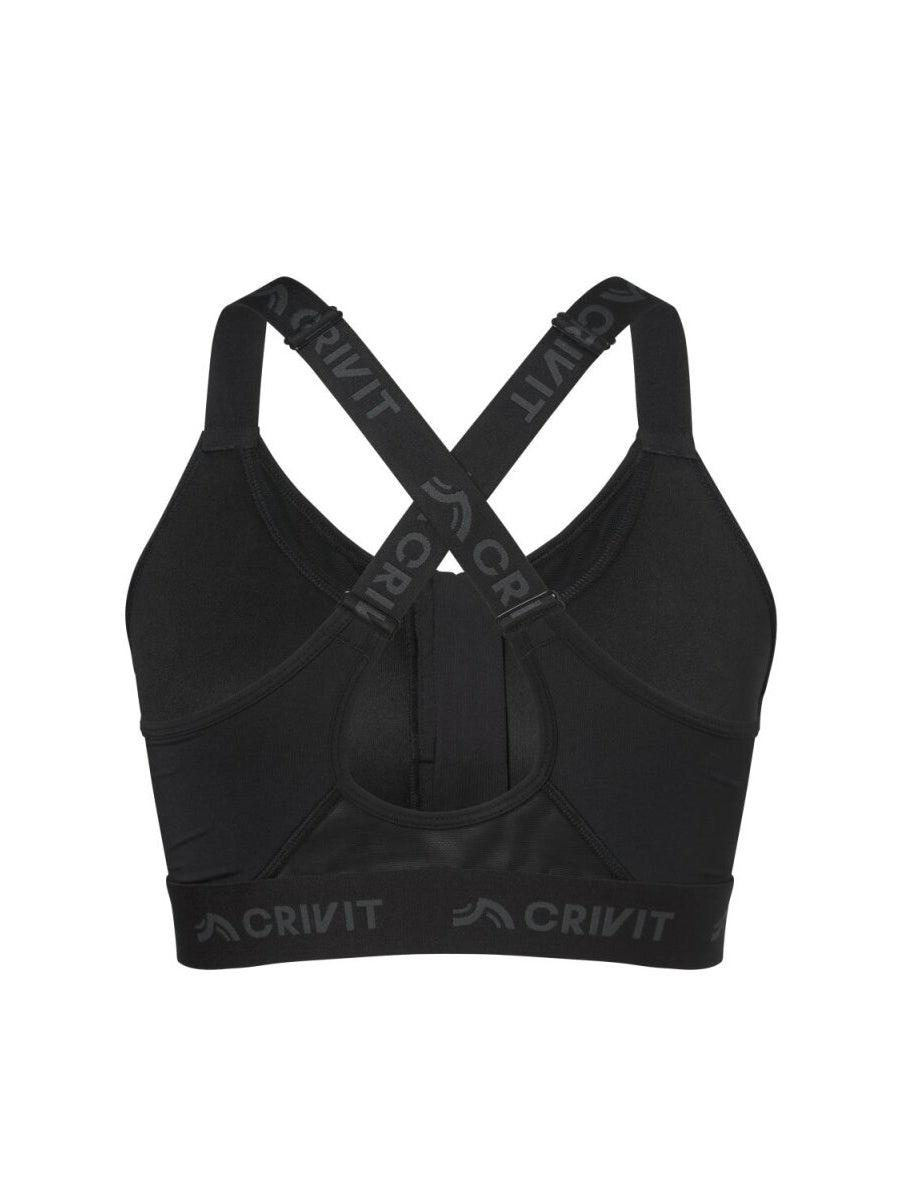 Womens High-Support Front Zip Sports Adjustable Straps Bra