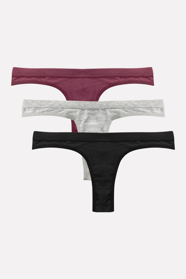 Pack of 3 Women's Cotton Thong Panties