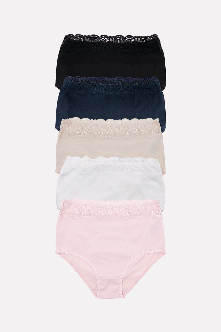 Ladies Front Lace Detail Full Brief Panty