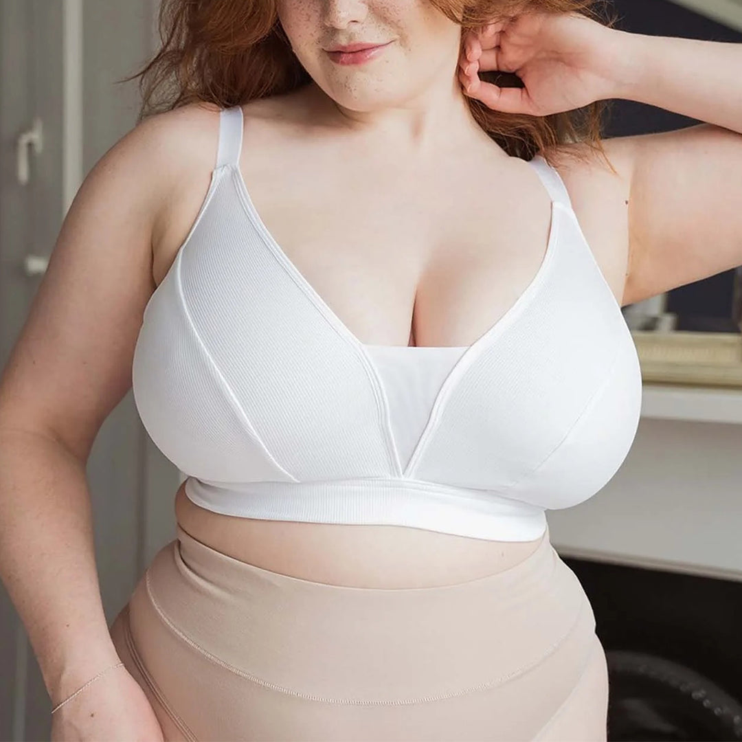 Womens Soft Stretch Ribbed Wire-Free Support Bra
