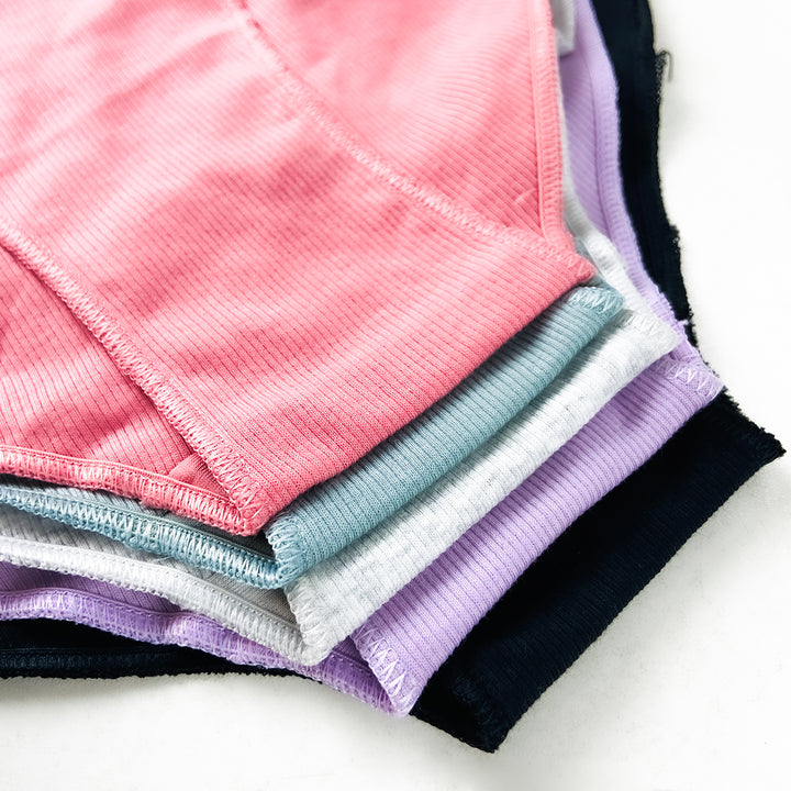 Pack of 3 Womens Ribbed Cotton Lace Waist Briefs Panty