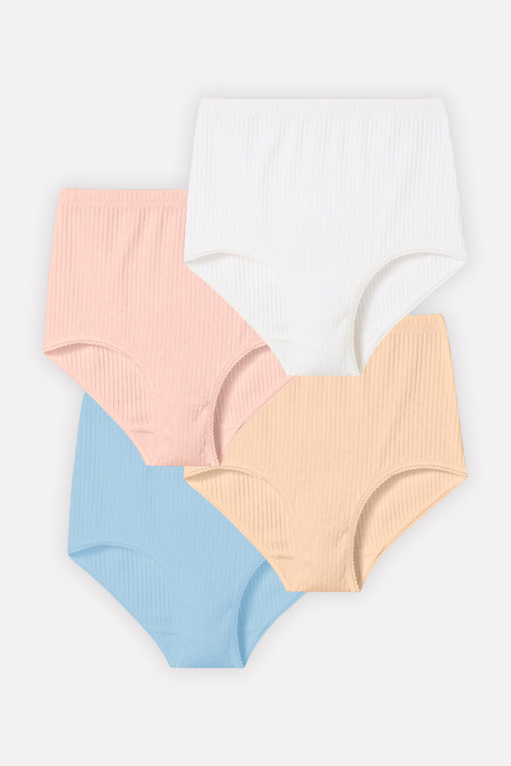 Ladies High Waisted Ribbed Cotton Brief Panty