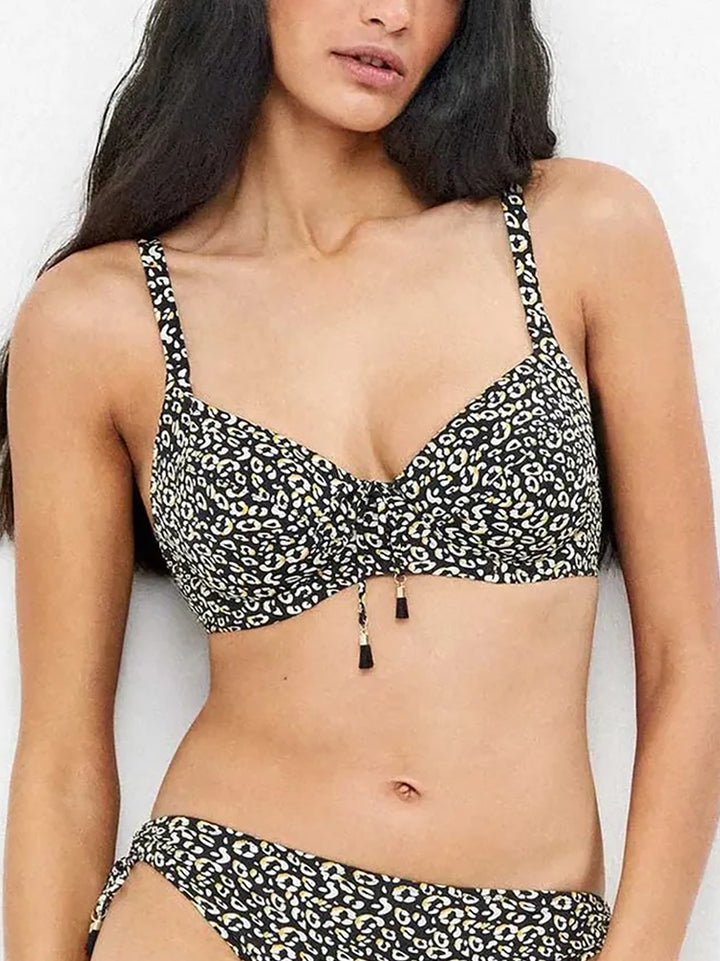 Womens Printed Underwired Non-Padded Bikini Bra
