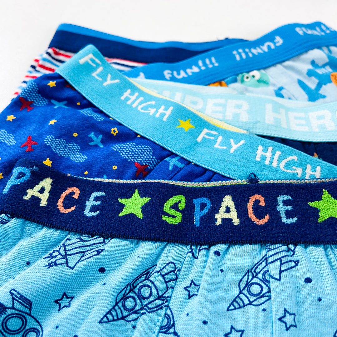 Pack of 5 Boys Premium Printed Retro Cotton Boxer Shorts