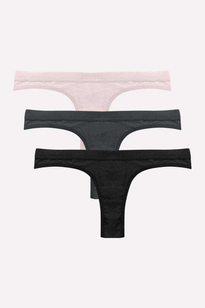 Pack of 3 Women's Cotton Thong Panties