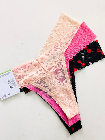 3pk Premium Lace Thongs