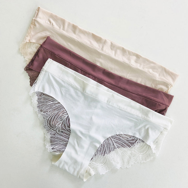 Pack of 3 Ladies Premium Lace Back Brazilian Briefs Panty