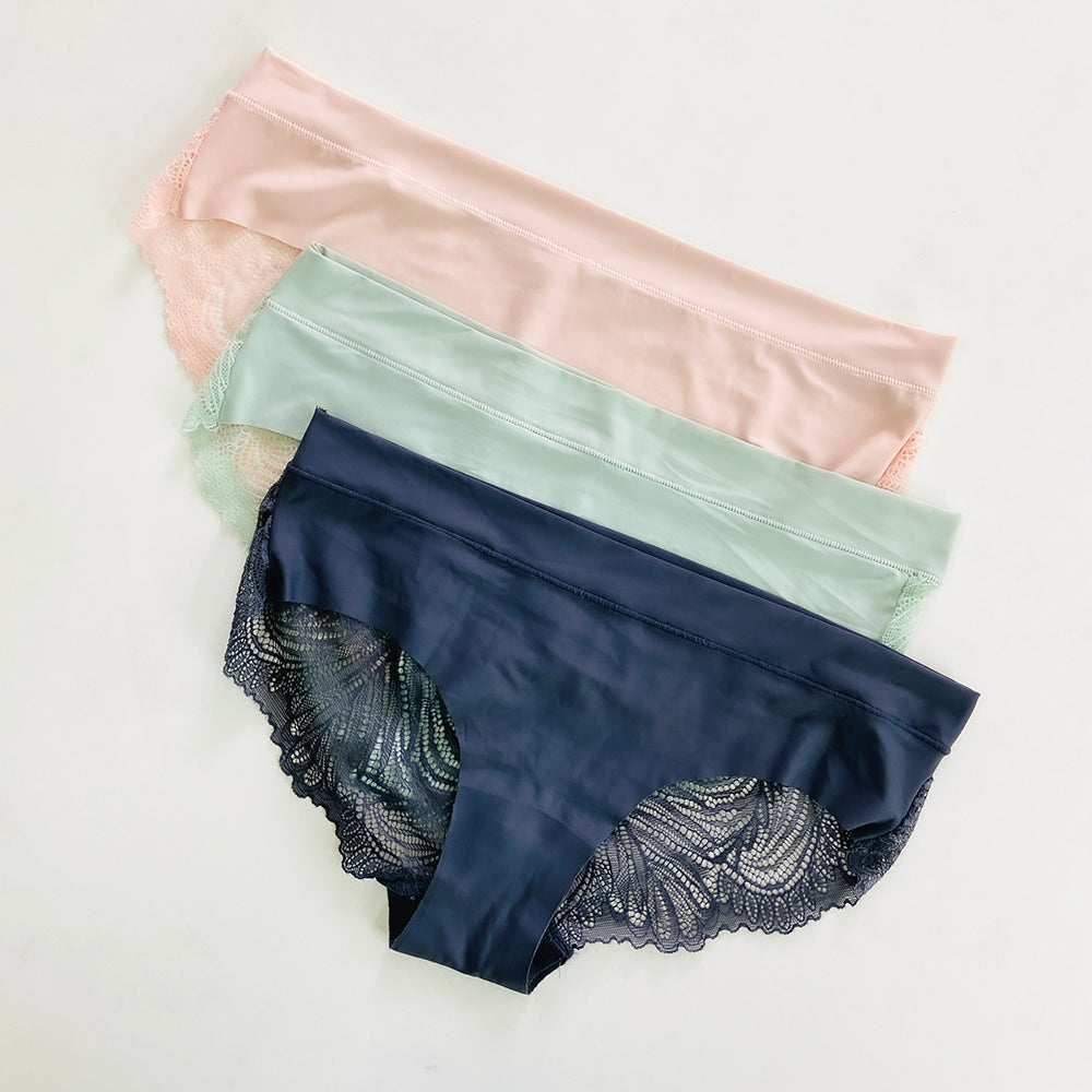 Pack of 3 Ladies Premium Lace Back Brazilian Briefs Panty