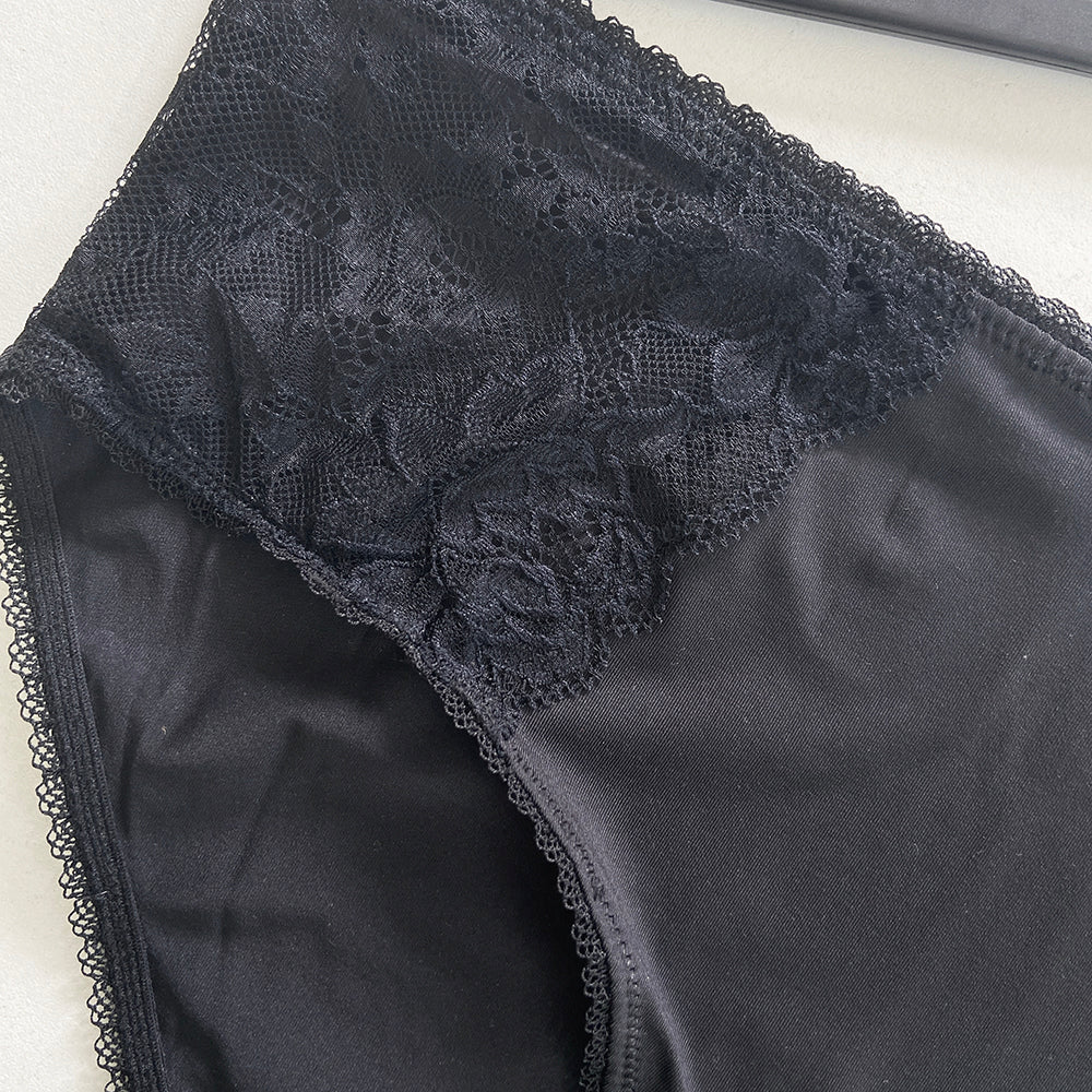 Womens High Waisted Stretch Lace Full Brief Panty