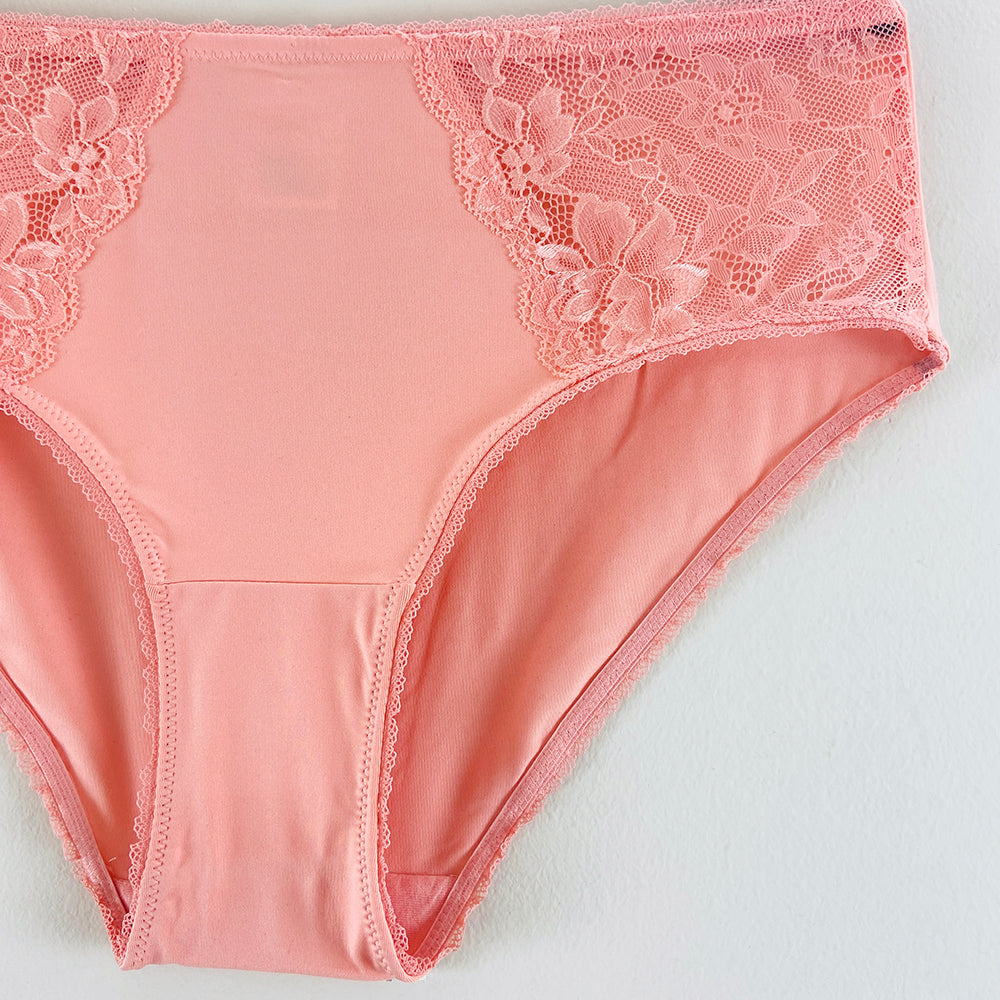Womens High Waisted Stretch Lace Full Brief Panty