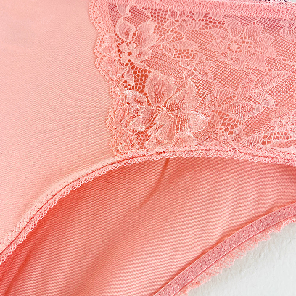 Womens High Waisted Stretch Lace Full Brief Panty