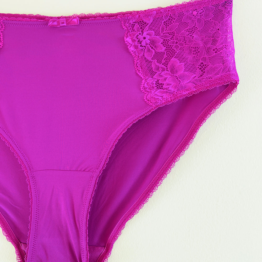 Womens High Waisted Stretch Lace Full Brief Panty