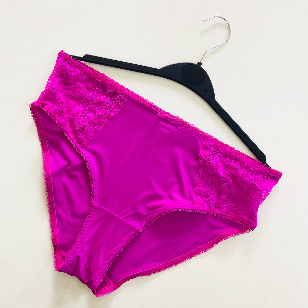 Womens High Waisted Stretch Lace Full Brief Panty