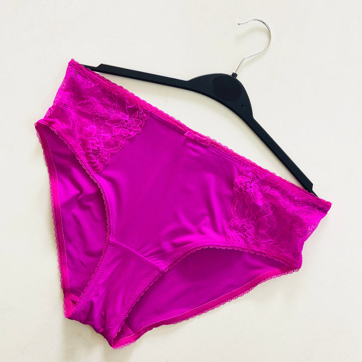Womens High Waisted Stretch Lace Full Brief Panty