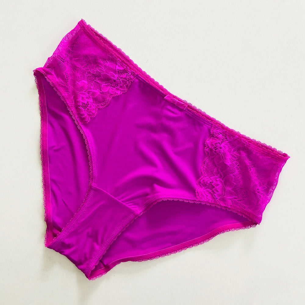 Womens High Waisted Stretch Lace Full Brief Panty